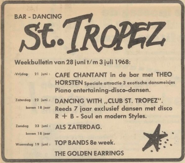 Golden Earrings show ad June 19 1968 Tilburg - St Tropez